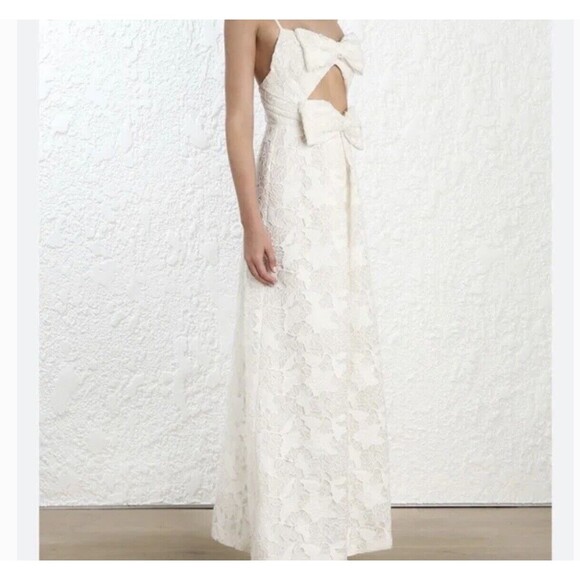 NWOT Zimmermann Bow Lace Maxi Dress Size Au1 - Picture 3 of 7